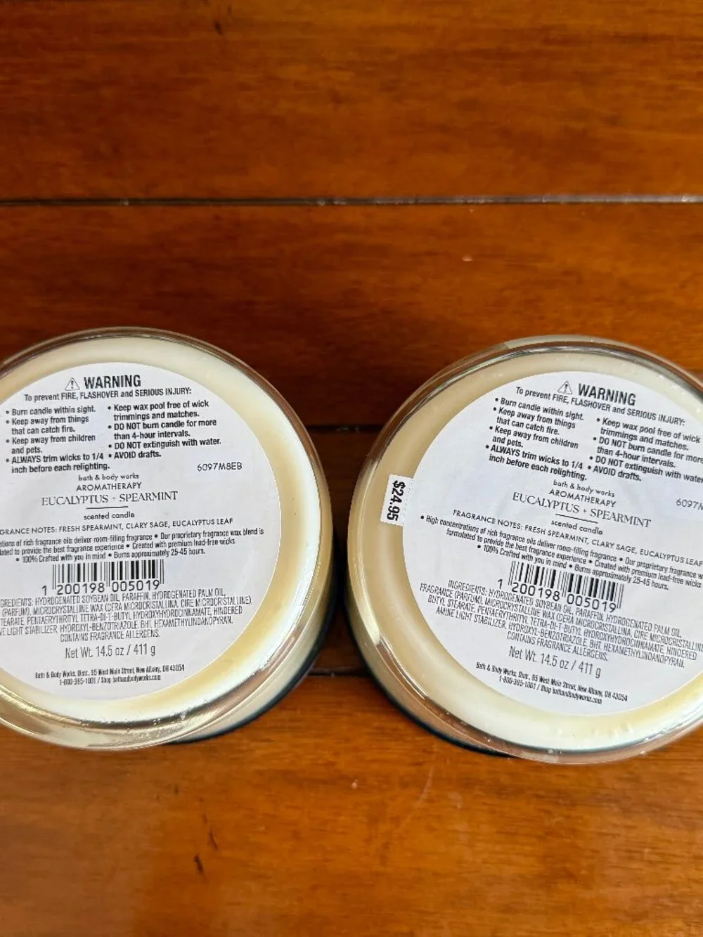 NEW 2-Pc EUCALYPTUS SPEARMINT 3-Wick Candle Bath & Body Works